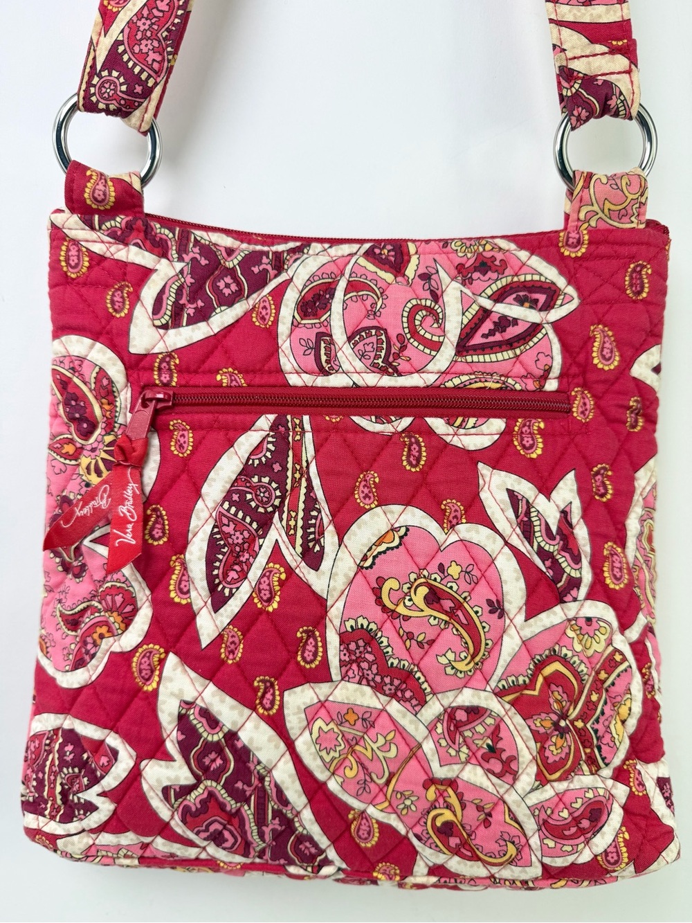 VERA BRADLEY Hipster Crossbody Purse - Rosy Posies Pink Red 10x10x2 - Picture 4 of 13